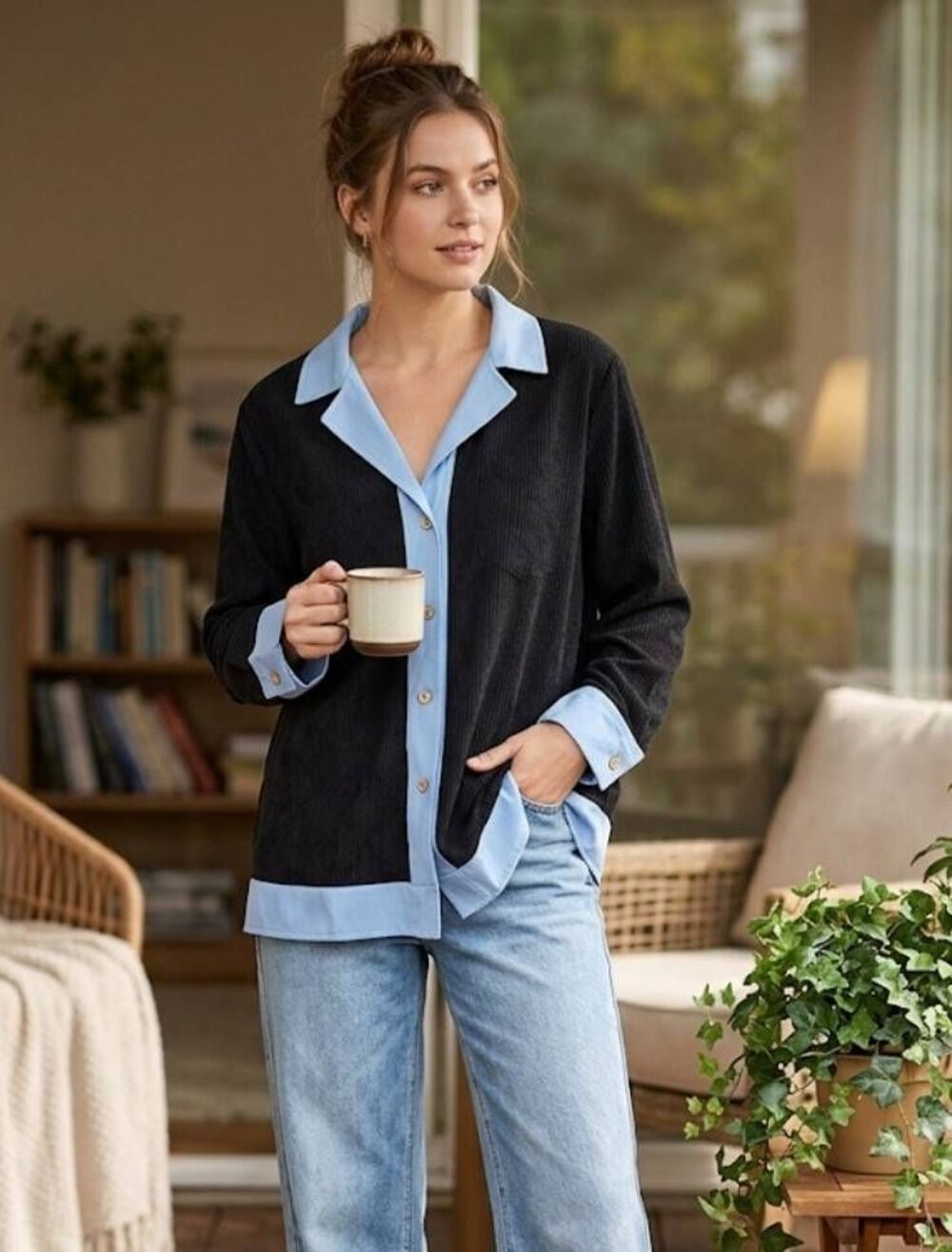 Cardigan/Jacket Sz XXL Black Corduroy